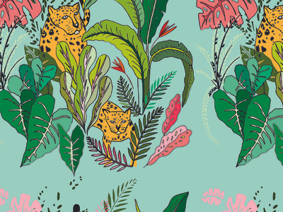 Jaguar I design fabrics flower flower pattern illustration nature pattern seamless pattern seamlesspattern vector