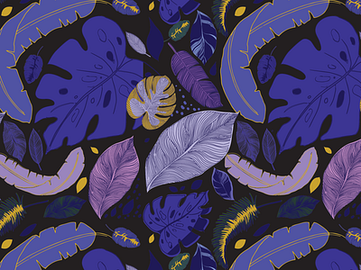 Blue Forest fabrics flowers illustration pattern