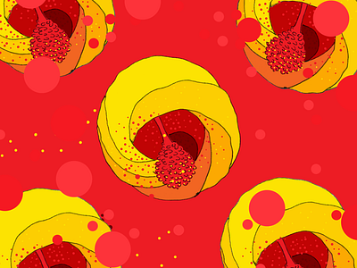 Red&Yellow fabric flowers illustration pattern