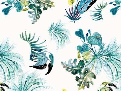Tropicalia fabrics flowers illustration pattern plants seamless pattern