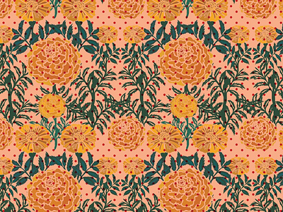 Marigold clothes fabrics flowers illustration pattern plants seamless pattern