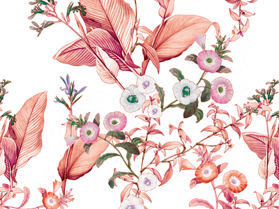 MORE PINK FLOWERS. fashion flower flowers illustration natural pattern pink plants seamless pattern surface pattern textile design textile pattern