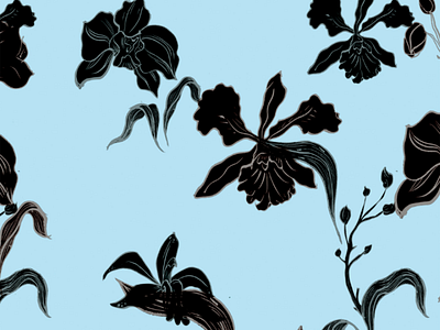 Black Orchids fashion fashion designer flower illustration orchids pattern pattern design plant surface design surface pattern textile pattern