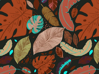 Autumn Forest autumn flowers forest illustration leaves pattern design plants seamless pattern surface pattern textile design textile pattern warm