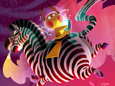 PIKACEBRA characterdesign fanart illustration pikachu pokemon zebra