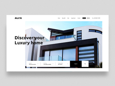 Real Estate landing page animation aura clean design flat illustration landingpage landingpagedesign logo minimal real estate agency real estate website ui uiux ux web website website design