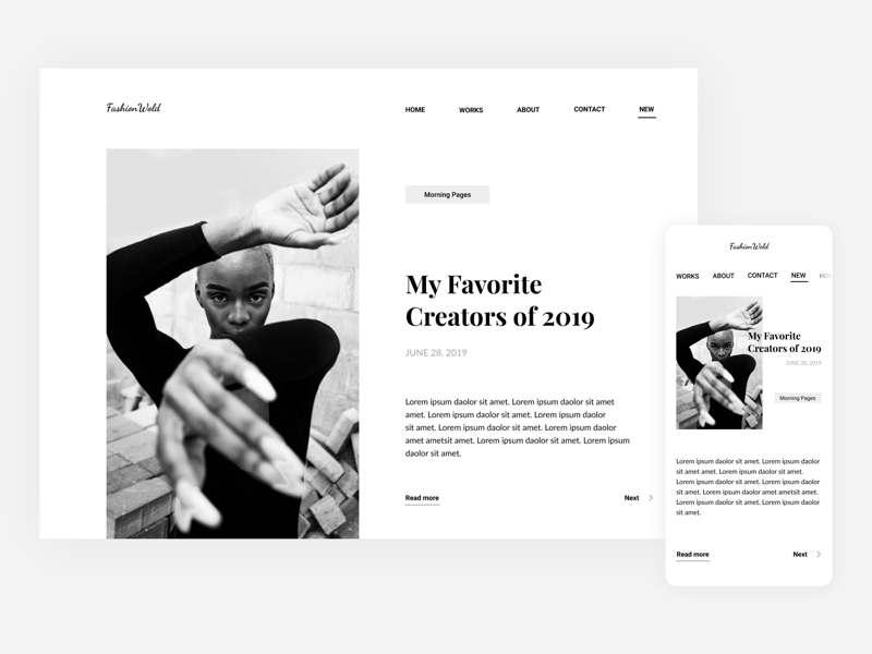 Fashion web mobile design ui