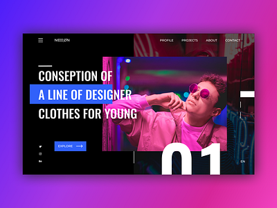 Neon web design concept ui