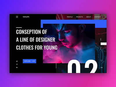 Neon web design concept ui