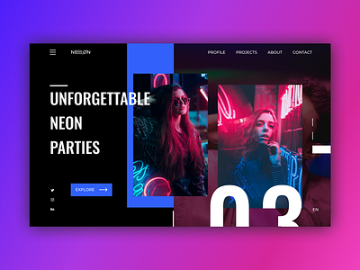 Neon web design concept ui