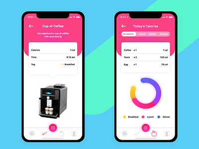 Tracking calories app design concept ui ux