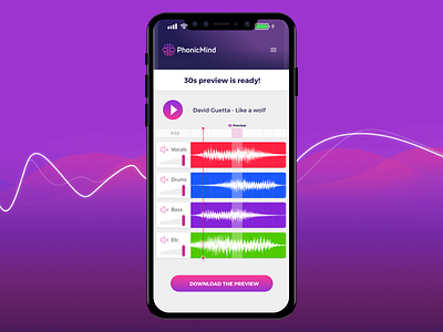 WIP - PhonicMind audio editor audio player gradients mobile ui music music player producing
