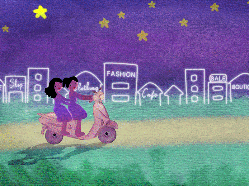 Riding a scooter animated gif animation gif illustration memories mom