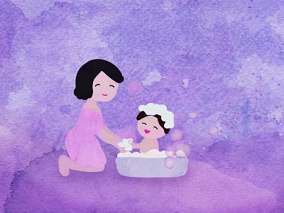 'Mom and I' Illustration baby cute illustration digital painting illustration memories mixed media mom