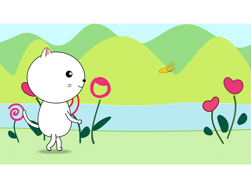 Animated cat after effects animated gif animation butterfly cat cute walk cycle