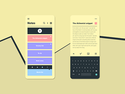 Daily UI - 065 Notes widget 065 app concept daily 100 challenge daily ui daily ui 065 dailyui dailyui 065 dailyui065 dailyuichallenge design notebook notepad notes notes app notes widget the alchemist ui widget yellow