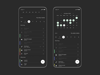 Habit - Dark mode dark dark mode darkmode habit tracker productivity routine routine tracker scheduler schedules todo