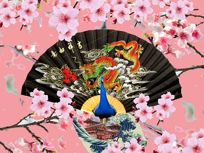 Pavão japonês colage colagem colagem digital collage collageart graphic design photoshop