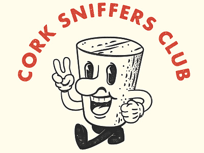 The Sniffer cork distressed futura illustration vector vintage wine