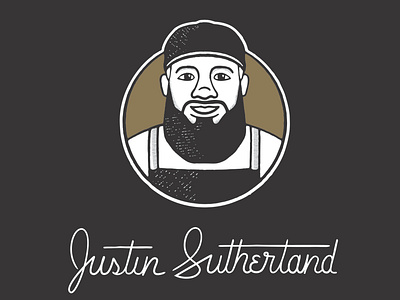 Chef Justin Sutherland Final branding character cooking lettering lines logo logotype portrait texture type typography vector