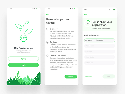 Onboarding Key Conservation case study login onboarding signup splashscreen ui ux uxdesign