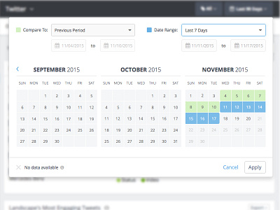 Date Range Selector analytics calendar date picker date range ui user interface ux