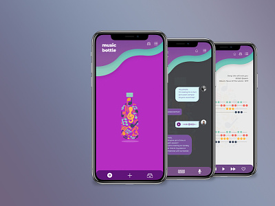 UI Design for Music Bottle - Masters Project . 2019 app branding design icon illustration illustrator logo type ui ux