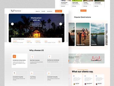 Vacation home rental landing page design ui ux web design