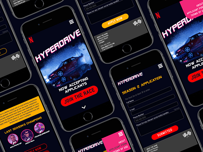 Hyperdrive Mobile Concept Site branding design forms mobile mobile design netflix racing ui design ux design web design