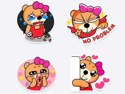 A-Jone's 4 stickers cartoon cry emoji illustration love no problem sticker