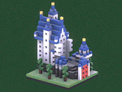 New Swanstone Castle 3d block building cartoon castle fun german schloss neuschwanstein schloß neuschwanstein voxel