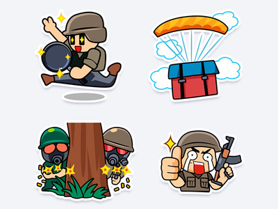 sticker - PlayerUnknown's Battlegrounds cartoon emoji fun illustration sticker 吃鸡