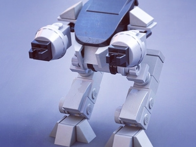 Ed-209 in movie "RoboCop" in 1987 3d cartoon fun lego voxel