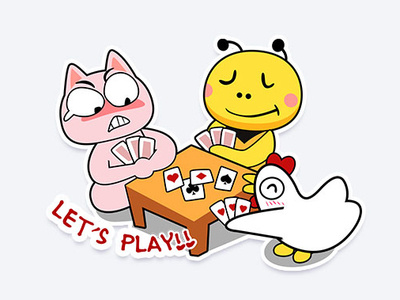 Let's play game! bee cartoon cat emoji fun hen illustration sticker