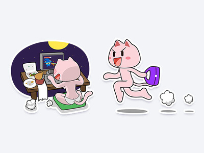Gohomeplaygame cartoon cat emoji fun go home from work illustration play game sticker