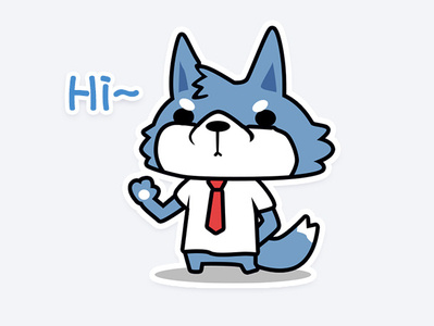 Wolf: Alone Blues cartoon emoji fun illustration office worker sticker wolf