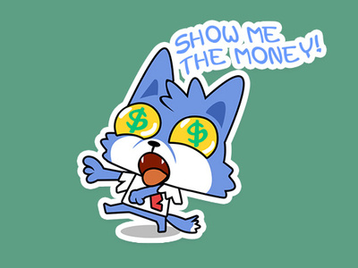 Sticker Alone Show Me The Money cartoon character emoji fun halloween illustration money sticker wolf