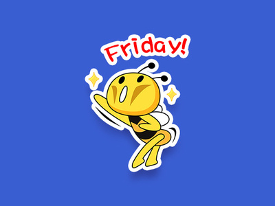 Sticker - Bee Happy Friday !! bee cartoon character emoji fun happy illustration sticker
