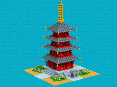 Kofukuji 興福寺 tower 3d building china design japan voxel