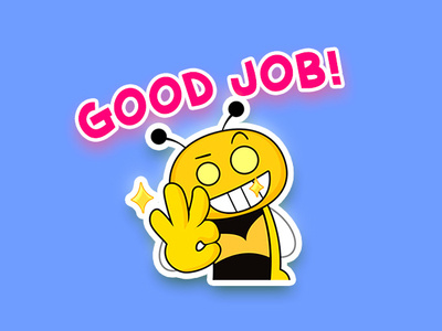 Sticker Bee Good Job bee cartoon character emoji fun illustration sticker