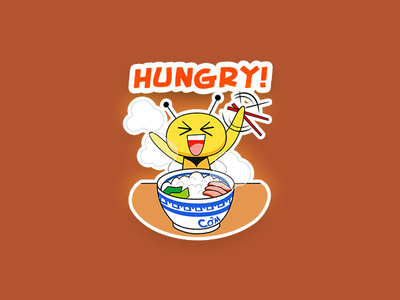 Bee - Hungry bee cartoon character emoji fun illustration sticker