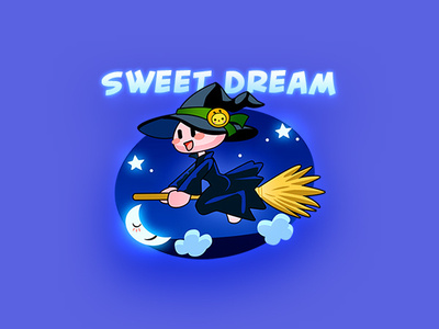 Cat Sweetdream Fly cartoon cat character emoji fun illustration sticker