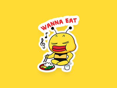 Bee Eating cartoon character emoji fun illustration sticker