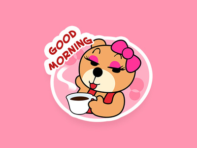 Ajone Good Morning cartoon character emoji fun illustration sticker