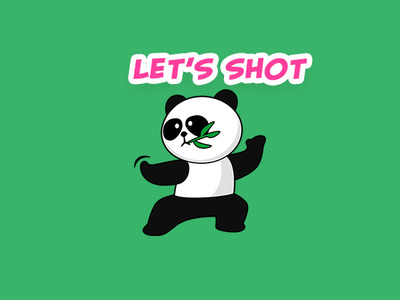 Panda let's Shot cartoon character emoji fun illustration sticker