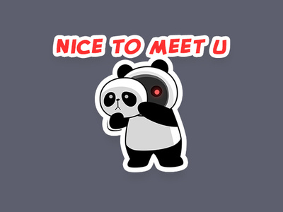 Panda Nice To Meet U cartoon character emoji fun illustration panda sticker