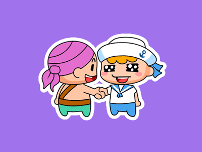 Sailors We are friends! cartoon character emoji fun illustration pirate sailor sticker