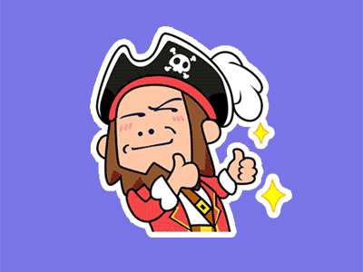 Pirate Captain "You Pro!" cartoon character emoji fun illustration sticker