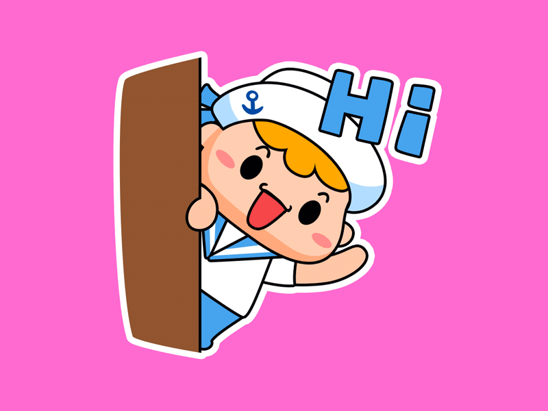 Sailor White Say Hi Animation cartoon character emoji fun illustration sticker