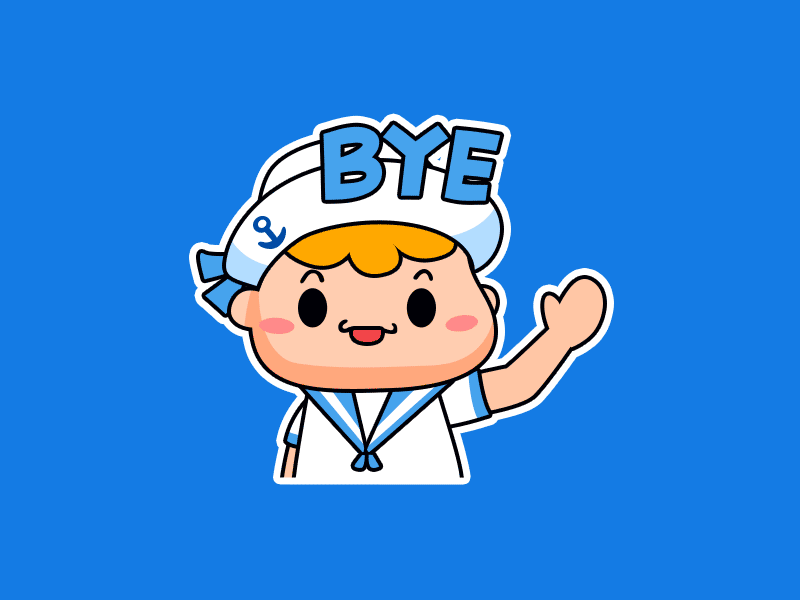 Sailor Say Bye Bye 3d bye cartoon character emoji fun illustration sailor sticker